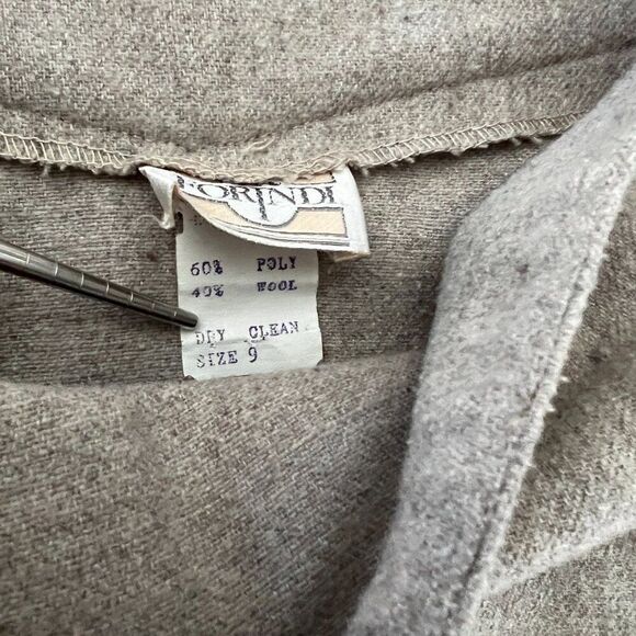 vtg 80s wool‎ midi skirt flared retro rodeo western beige neutral minimalist 9 - Picture 7 of 8